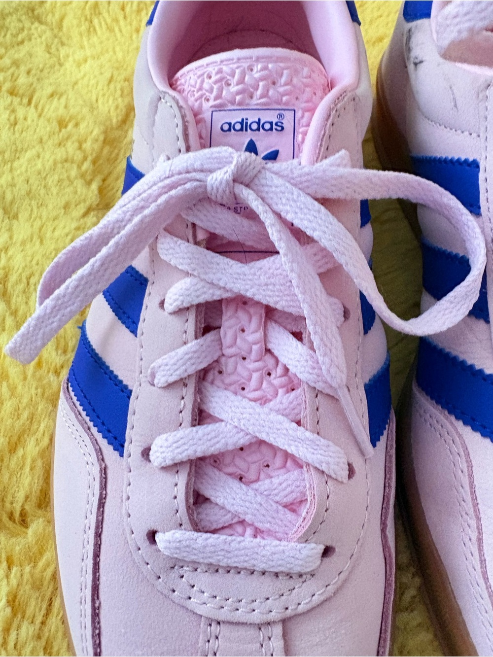 adidas  Samba Classic Sneakers - Pink with Blue Stripes - Picture 3 of 6